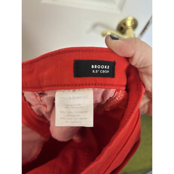 Veronica Beard Jeans Red Brooke 8.5” Crop Denim Pants Size 25 Holiday Party - Picture 9 of 10